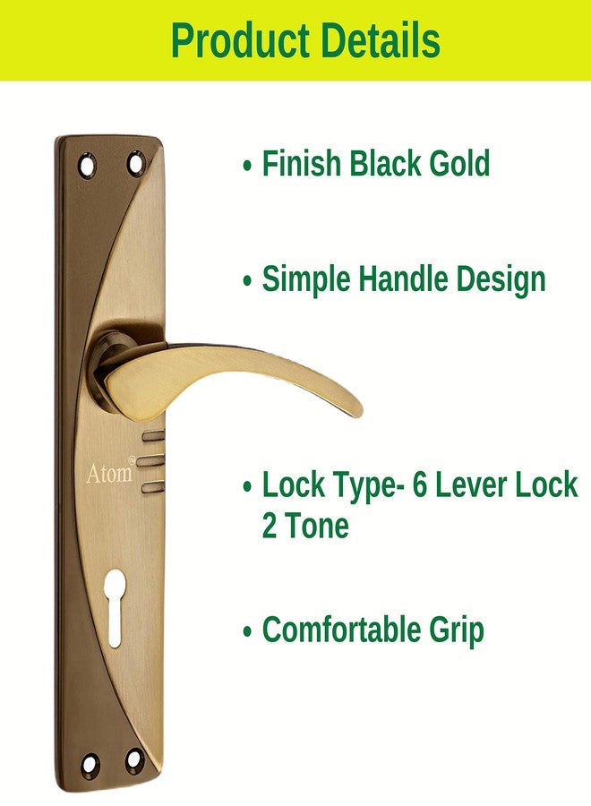 Atom Heavy Duty Mortise Door Lock for Bedroom, Living Room, Main Door, Black Gold Finish | 3 Keys | 6 Lever Double Stage Lockset for House Hotel Office(1003KY) - Image 5